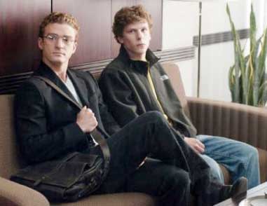 Justin Timberlake and Jesse Eisenberg in THE SOCIAL NETWORK